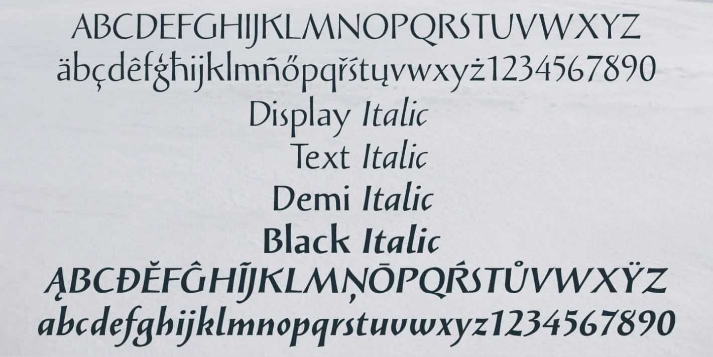 Przykład czcionki Solveig Display Italic
